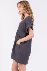 Charcoal Gauze Short Sleeve Romper