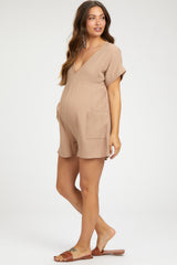 Mocha Gauze Short Sleeve Maternity Romper