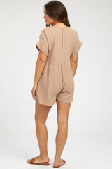 Mocha Gauze Short Sleeve Maternity Romper