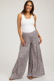 Lavender Floral Smocked Wide Leg Maternity Pants