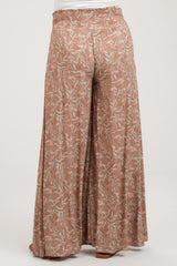 Mauve Floral Smocked Wide Leg Maternity Pants