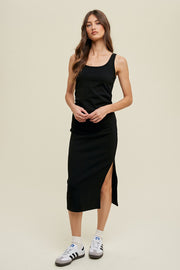 Black Short Sleeve Ruched Dress