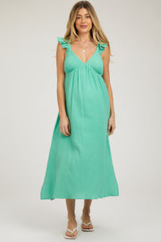 Mint Green Ruffle Strap Maternity Midi Dress