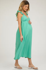 Mint Green Ruffle Strap Maternity Midi Dress