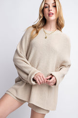 Beige Sweater and Short Maternity Set