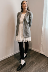 Heather Grey Oversized Twill Blazer Jacket