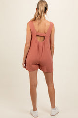 Peach Back Cutout Maternity Romper