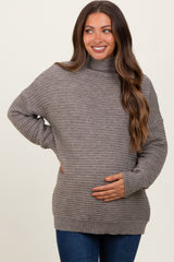 Grey Turtleneck Maternity Sweater