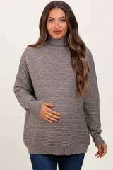 Grey Turtleneck Maternity Sweater