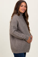 Grey Turtleneck Maternity Sweater