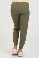 Olive High Waist Crop Maternity Joggers