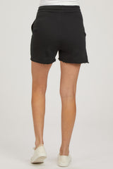 Black Raw Edge Maternity Sweat Shorts