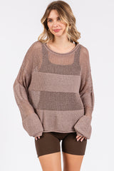 Mocha Crochet Knit Long Sleeve Cover-Up