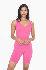 Fuchsia Ribbed Sleeveless Fitted Maternity Romper