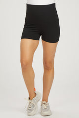 Black Ribbed Maternity Shorts