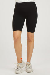 Black Rib Knit Maternity Biker Shorts