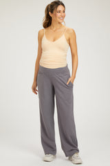 Gray Fleece Lined Maternity Lounge Pants