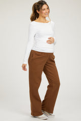 Brown Fleece Lined Maternity Lounge Pants