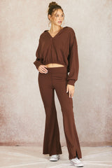 Brown Terry Flare Maternity Lounge Pants