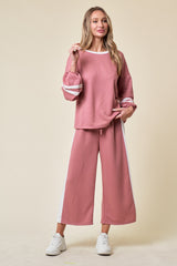 Mauve Striped Long Sleeve Maternity Set