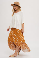 Rust Floral Button Front Maxi Skirt