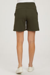 Olive Drawstring Maternity Shorts