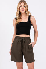 Olive Drawstring Maternity Shorts