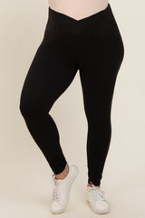 Black Crossover Maternity Plus Leggings