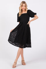 Black Lace Square Neck Maternity Dress