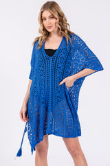 Royal Blue Crochet Knit Swim Cover Up