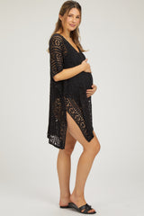 Black Crochet Knit Maternity Swim Cover Up