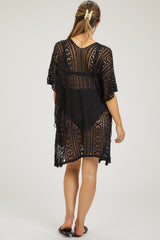 Black Crochet Knit Maternity Swim Cover Up