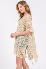 Cream Crochet Knit Swim Cover Up