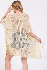 Cream Crochet Knit Swim Cover Up