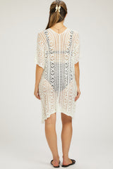 White Crochet Knit Maternity Swim Cover Up