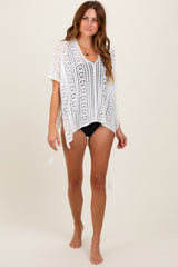 White Crochet Knit Swim Cover Up