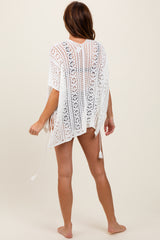 White Crochet Knit Swim Cover Up