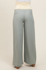 Sage Pleated Wide Leg Maternity Pants