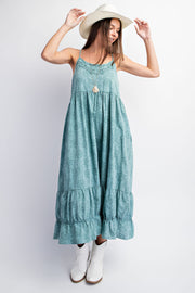 Jade Embroidered Vintage Wash Midi Dress