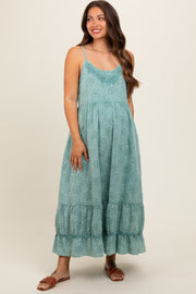 Jade Embroidered Vintage Wash Maternity Midi Dress