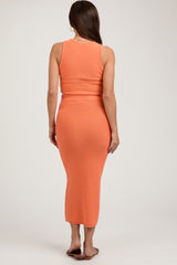 Orange Sleeveless Crop Maternity Skirt Set