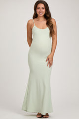 Mint Sleeveless Ribbed Maternity Maxi Dress