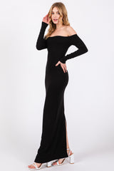 Black Off Shoulder Long Sleeve Maxi Dress