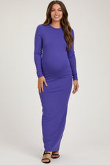 Violet Long Sleeve Fitted Maternity Maxi Dress