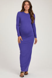 Violet Long Sleeve Fitted Maternity Maxi Dress