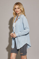 Light Blue Denim Button Up Top