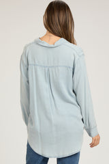 Light Blue Denim Button Up Maternity Top