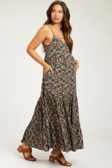 Black Printed Maternity Maxi Dress