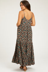 Black Printed Maternity Maxi Dress