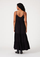 Black Scalloped Embroidered Neckline Maxi Dress